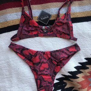 Red Snakeskin bikini Top